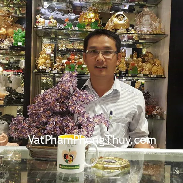 Anh Nhân - khách hàng mua cây tài lộc thạch anh tím KC070 và bát quái lồi K1206