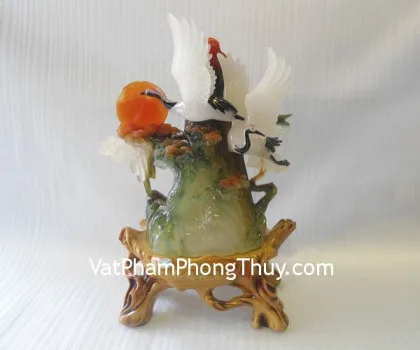 Song hạc trắng, thân cây xanh nhỏ - tùng hạc niên niên A166