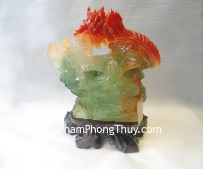 Long phụng xanh đế gỗ to - long phụng tường trình A153