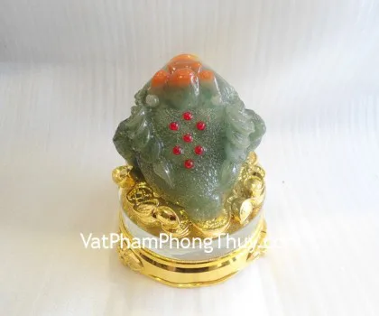Thiềm thừ xanh đế xoay thủy tinh nhỏ - chiêu tài A102