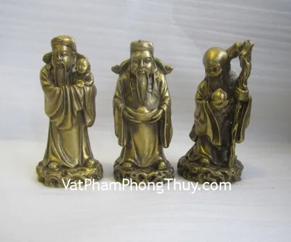 Tam đa phước lộc thọ vàng kim sa đế gỗ trung bộ rời - Lộc Tinh LN115-2