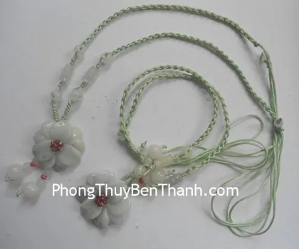 Dây chuyền kết sẵn 1 hoa Mẫu đơn lớn đá Miến Điện S495