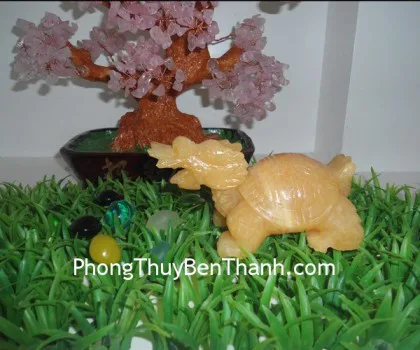 Rùa đầu rồng lam ngọc cõng tháp trung FHM123