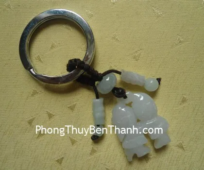 Móc khóa Tỳ hưu đá mắt mèo hạt mã não khói S6418