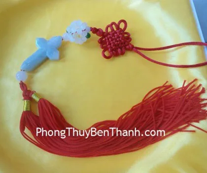 Ngọc bội treo thánh giá+lồng bình an Miến Điện S271