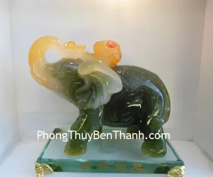 Voi cặp cát tường như ý,bình an cát tường xanh ngọc FY303