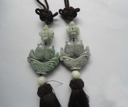 Ngọc bội song chép bình an Phỉ Thúy FS5132