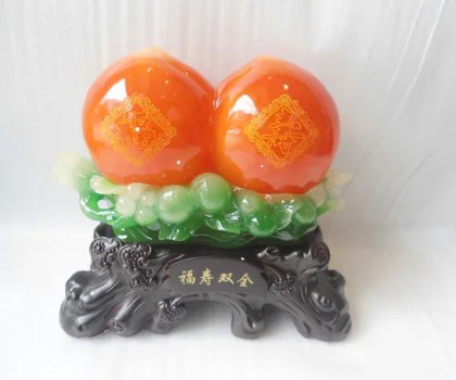 Song đào đỏ, đế gỗ- Phước thọ song toàn E294