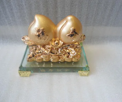 Đào vàng cặp, đế thủy tinh - phước thọ song toàn FH335G