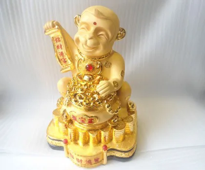 Khỉ tài lộc hũ tiền đỏ - chiêu tài tấn bảo K015M