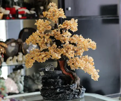 Cây tài lộc thạch anh vàng phong thủy luân to KC035