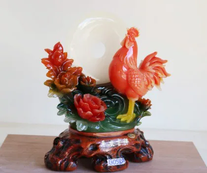 Gà ngọc đổ trên bụi mẫu đơn trắng - Bình án cát tường FG058A
