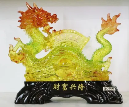 Rồng lưu ly xanh vàng trên đống nguyên bảo - Tài phú hưng long G088A
