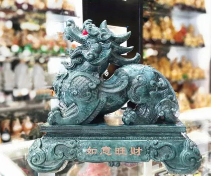 Tỳ hưu xanh ngọc vân mây tài lộc (màu ngọc) - như ý vượng tài K089M