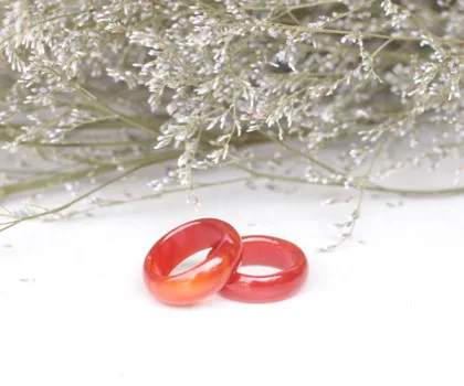 Nhẫn mã não đỏ bản tròn nhỏ S6470
