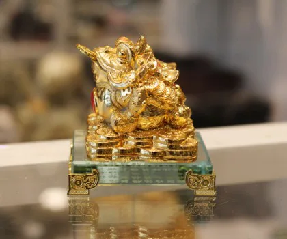 Thiềm thừ vàng nhỏ tiền, thủy tinh - chiêu tài H162G