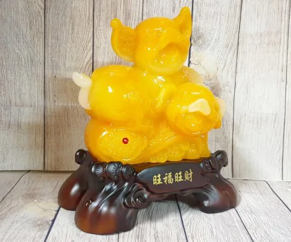 Song tiên heo vàng ngọc trên đế như ý- Vượng Phước Vượng Tài LN017