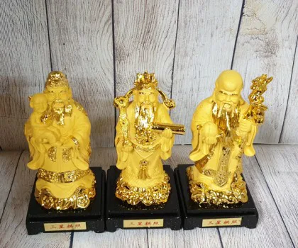 Tam đa phước lộc thọ vàng kim sa đế gỗ trung bộ rời - Phước Tinh LN115-1