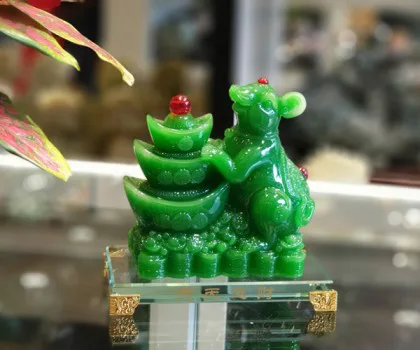 Chuột ngọc xanh ôm 3 nén ngọc - Thiên thiên tấn tài TM021