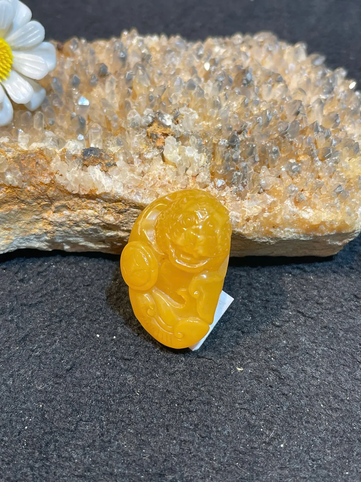 Mặt đeo cổ Hổ Phách Ba Lan khắc cọp trên như ý A+++++ ( 12170578222 ) S6351-S5-13495