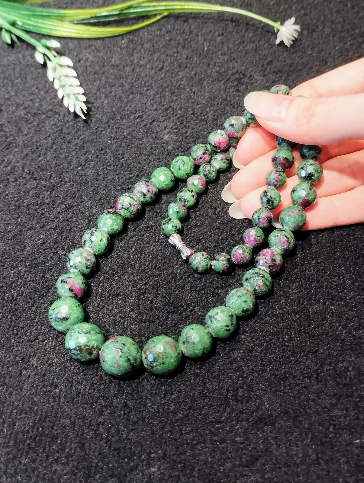 Chuỗi đeo cổ Ruby xanh hạt vát cạnh (82g) S6331-S5-8036