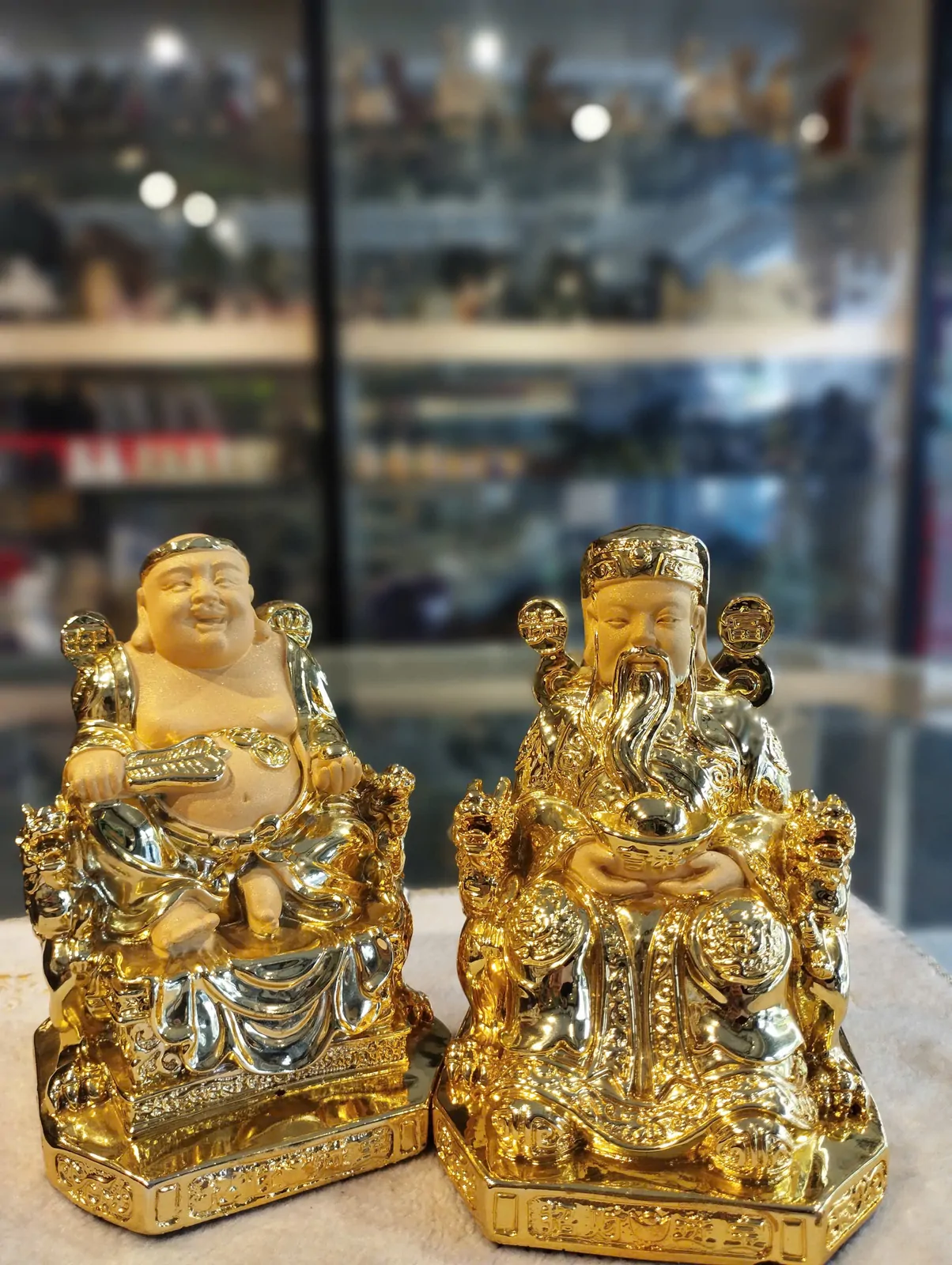 Bộ thần tài thổ địa vàng bóng kim sa nhỏ LN118
