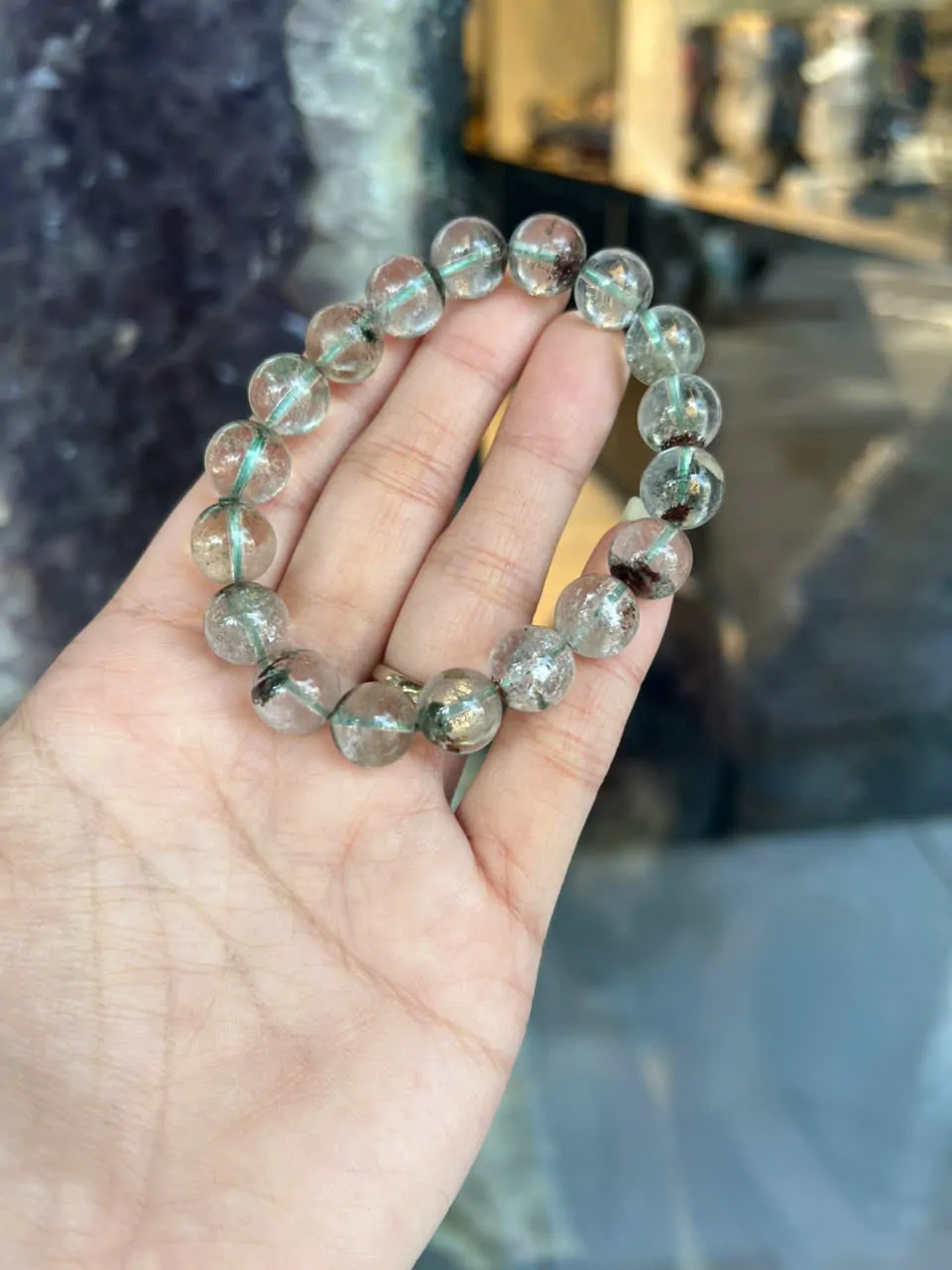 Chuỗi thạch anh ưu linh xanh bi lớn 2.5 S1118
